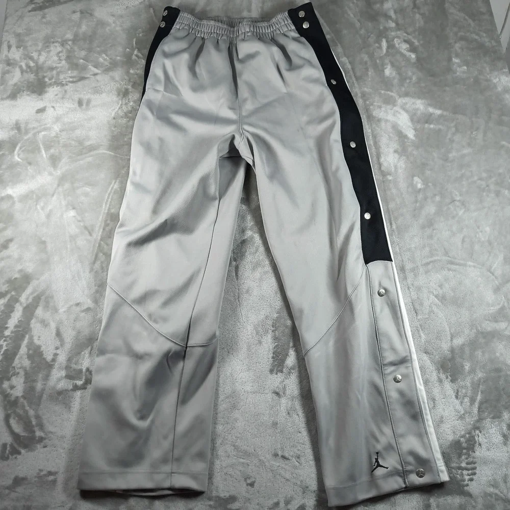 Jordan Track Pants Men Medium Gray Tear Away Basketball Side Snap Nike Gym Train